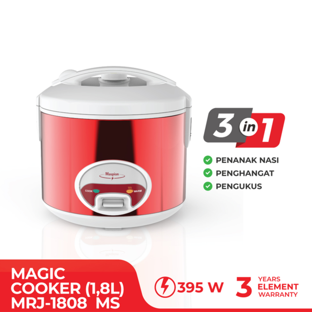 Maspion Rice Cooker 3 IN 1 Merah 1.8 L - MRJ1808MSN | MRJ1808 MSN